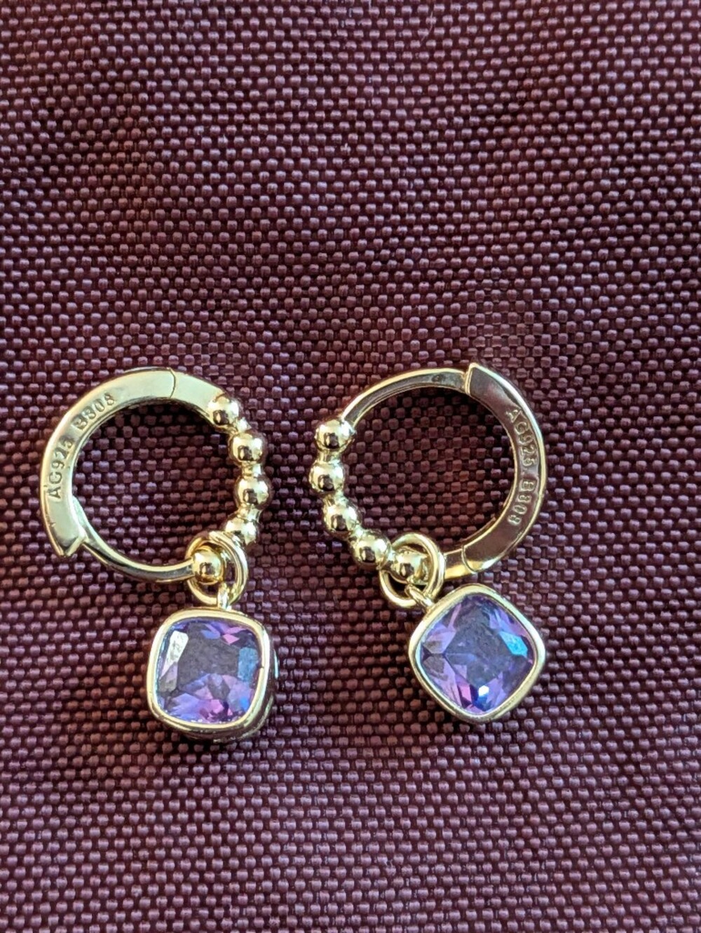 Gold Vermeil (Sterling Silver) Amethyst Huggie